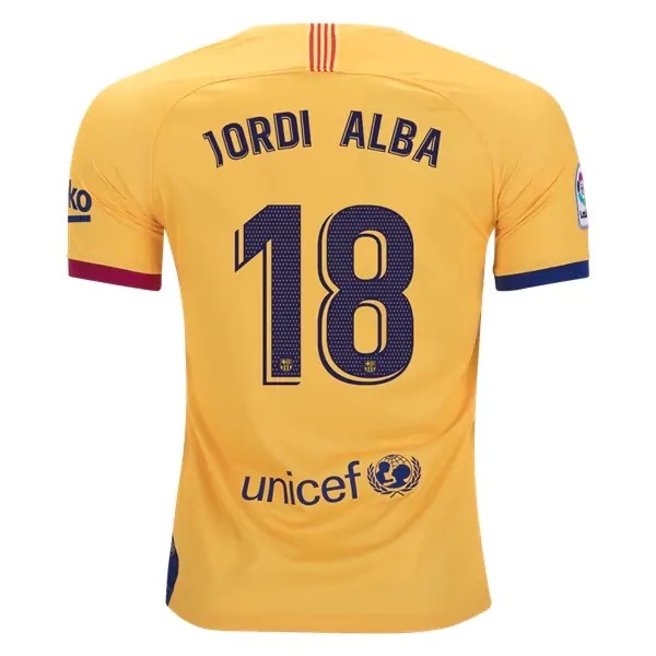 Trikot Barcelona NO.18 Jordi Alba Auswarts 2019-20 Gelb Fussballtrikots Günstig